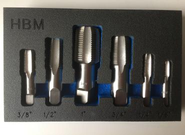 К-т. Метчици тръбни 3/8" 1/2" 1" 3/4" 1/4" 1/8" 6бр 010055