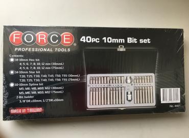 К-т. накрайници TORX, шестограми, XZN 10мм и адаптори 3/8",1/2"x10мм 40ч FORCE 0439